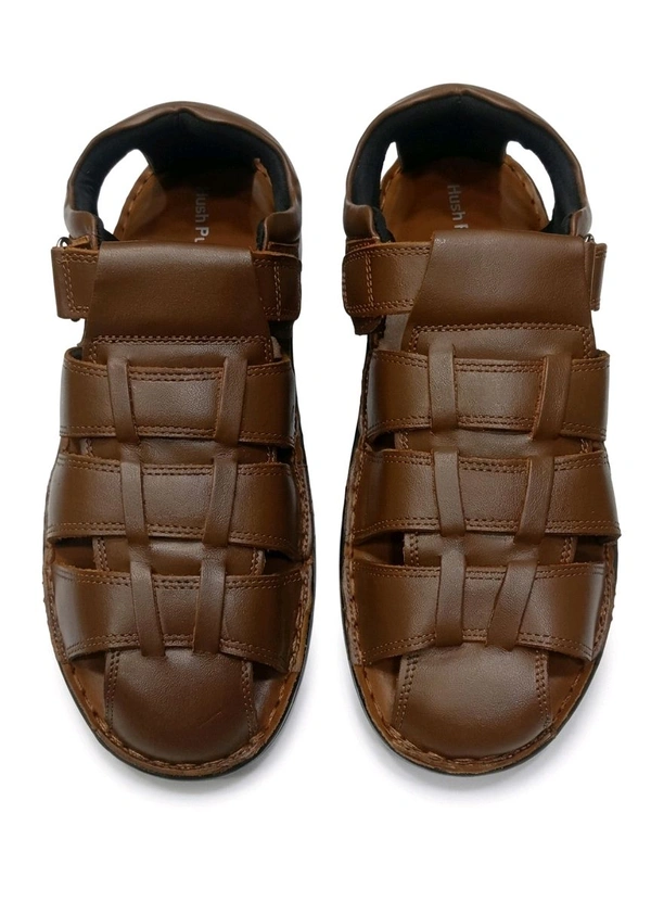 Genuine Leather Men's Trendy Comfort Sandals - 8, Tangerine