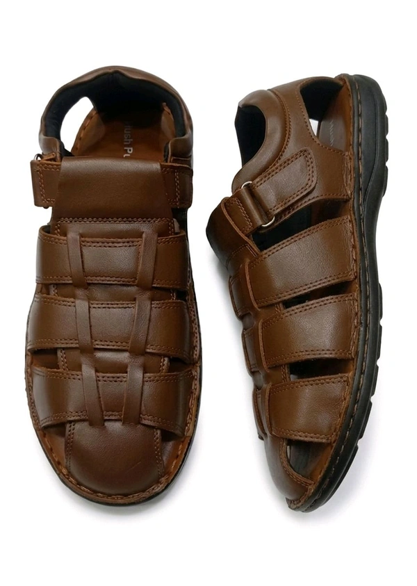 Genuine Leather Men's Trendy Comfort Sandals - 8, Tangerine