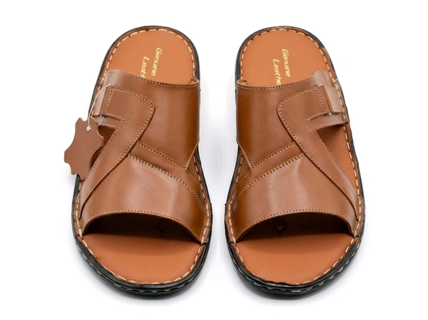 Bold Walk Leather Sandals – Tan Colour - 9, Tan Color