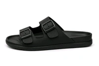 Premium Dual Buckle Slide Sandals - 10, Black