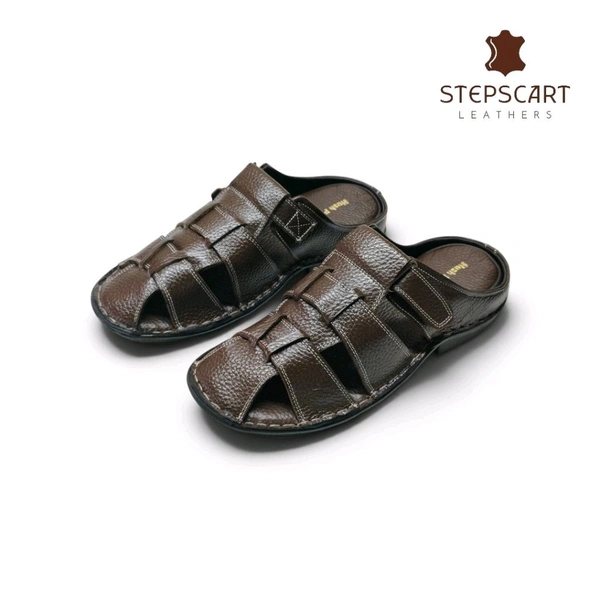 STEPSCART Heritage Series - Genuine Leather Sandal (SL-HS01) - 9, Morocco Brown