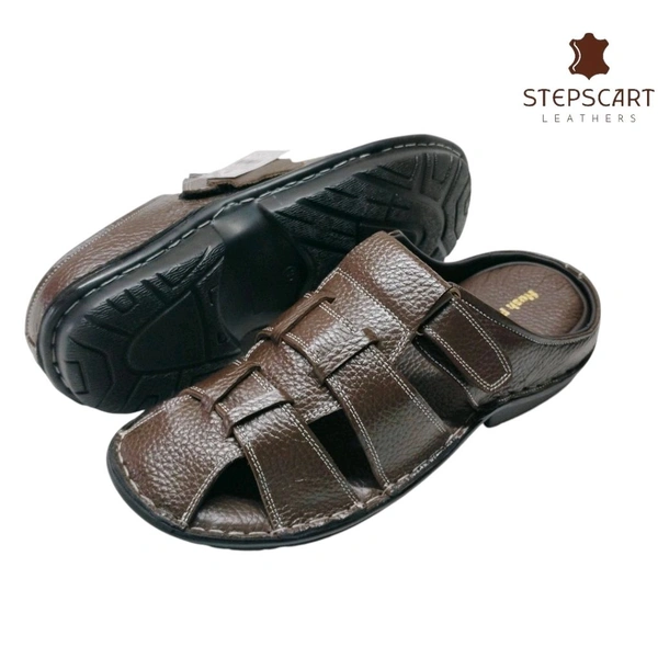 STEPSCART Heritage Series - Genuine Leather Sandal (SL-HS01) - 9, Morocco Brown