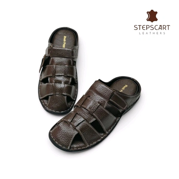 STEPSCART Heritage Series - Genuine Leather Sandal (SL-HS01) - 9, Morocco Brown