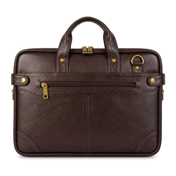 premium-genuine-leather-laptop-slim-single-compartment-bag-15-5-inch - Size: 15.5 Inches, Brown