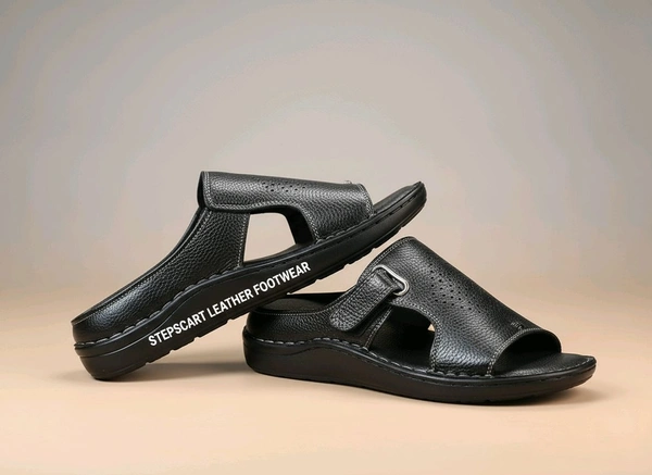 Royal Comfort Trendy Leather Sandals Collection - 6, Black