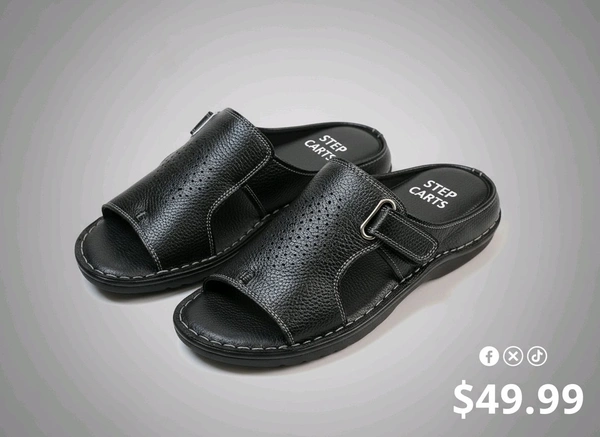 Royal Comfort Trendy Leather Sandals Collection - 7, Black