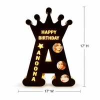 Giftflix Customized Birthday LED Name Letter Lamp with Photo | Crown Design Personalized Gift