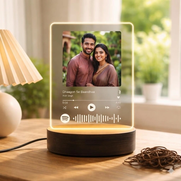 Giftflix Custom Spotify Music LED Frame with Photo | Personalized Favorite Song Gift Lamp