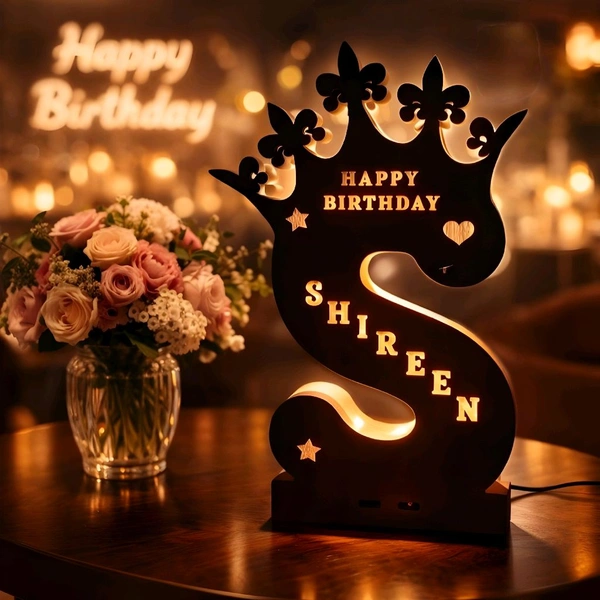 Giftflix Customized Crown LED Name Letter Lamp | Personalized Birthday Gift Light
