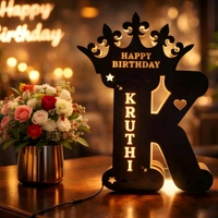 Giftflix Customized Crown LED Name Letter Lamp | Personalized Birthday Gift Light