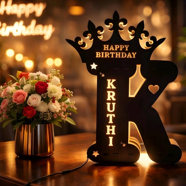 Giftflix Customized Crown LED Name Letter Lamp | Personalized Birthday Gift Light