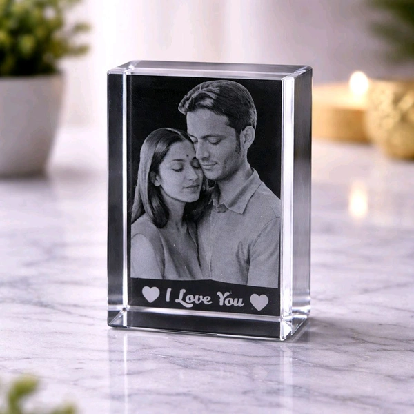 Customized 3D Crystal Photo Frame | Personalized Laser Engraved Crystal Gift