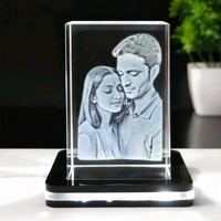 Customized 3D Crystal Photo Frame | Personalized Laser Engraved Crystal Gift - 40 x 40 x 60 mm