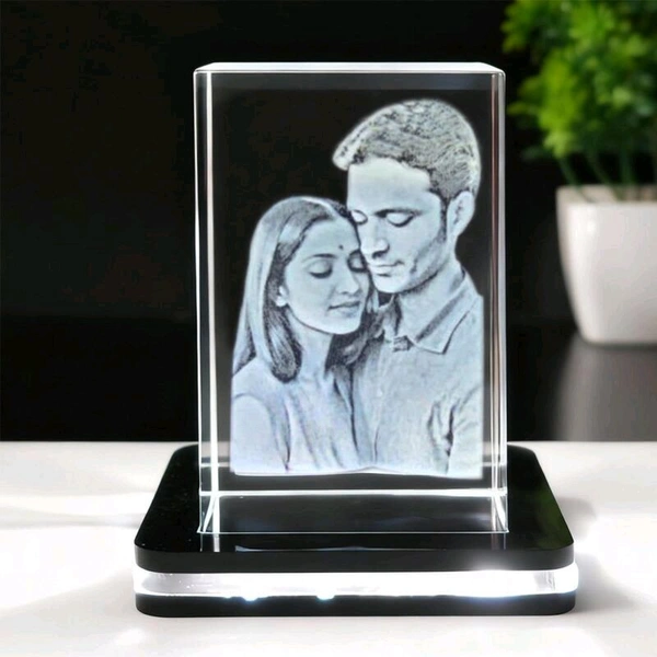 Customized 3D Crystal Photo Frame | Personalized Laser Engraved Crystal Gift - 40 x 40 x 60 mm