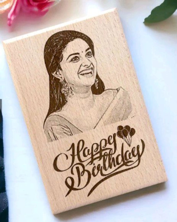 Customized Wooden Photo Engraving Plaque | Personalized Birthday Gift with Photo & Text