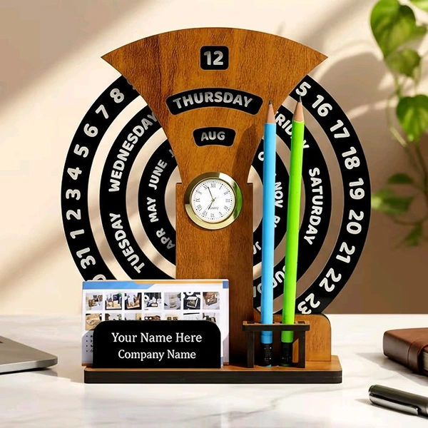 Desk Calendar With Clock & Personal Name Marking