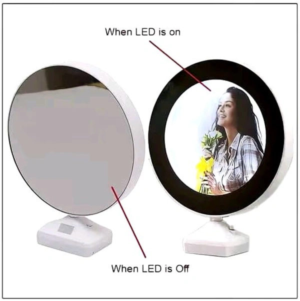 Magic Mirror LED Photo Frame with Stand|Personalized Picture Display with Illuminated Border |