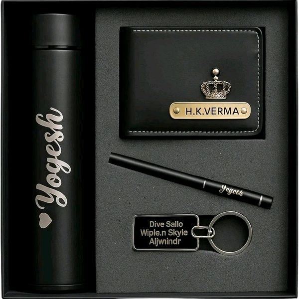 Personalized Gift Combo Set for Men | Customized Wallet Bottle Pen Keychain Gift