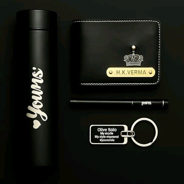 Personalized Gift Combo Set for Men | Customized Wallet Bottle Pen Keychain Gift