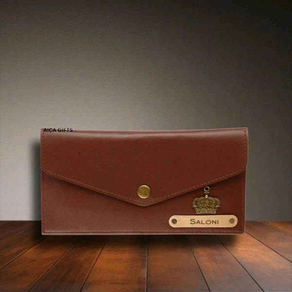 Personalised Name & Charm Leather Wallet Gift for Women