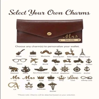 Personalised Name & Charm Leather Wallet Gift for Women