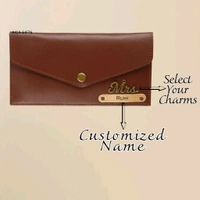 Personalised Name & Charm Leather Wallet Gift for Women