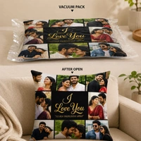 GIFTFLIX Customized Photo Collage Pillow | Personalized Satin Cushion Gift