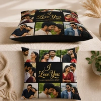 GIFTFLIX Customized Photo Collage Pillow | Personalized Satin Cushion Gift