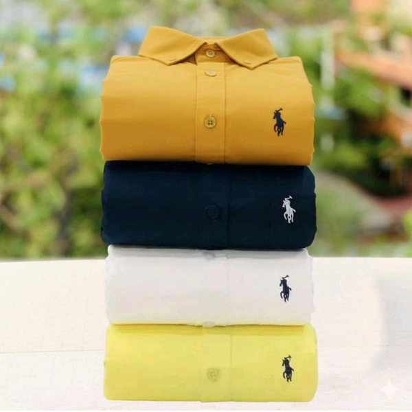 RL Polo Men's Plain Shirt Combo - Pack of 4 | Premium Cotton | Casual & Formal Wear - L-40