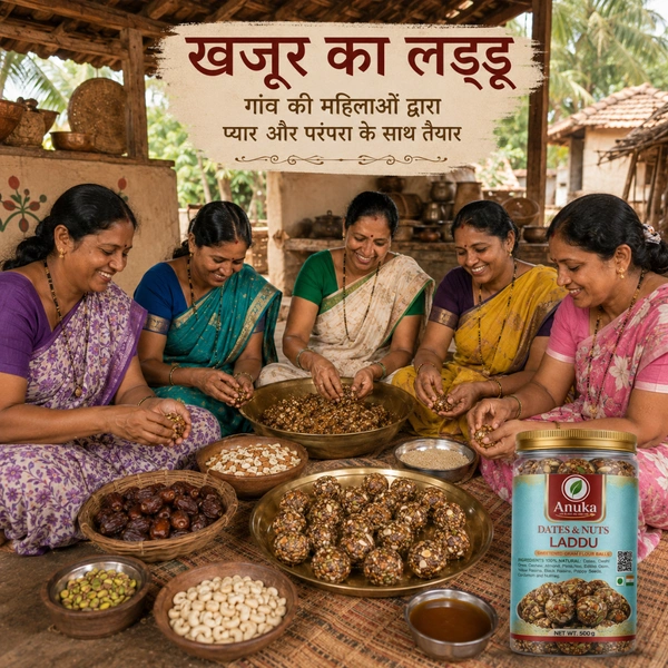 Anuka Dates & Dry Fruits Laddu 500g | No Added Sugar | Healthy Energy Snack | Rich in Nuts
