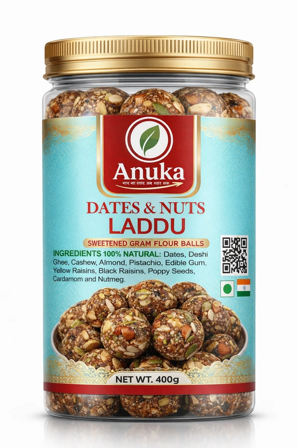 Anuka Dates & Dry Fruits Laddu 500g | No Added Sugar | Healthy Energy Snack | Rich in Nuts