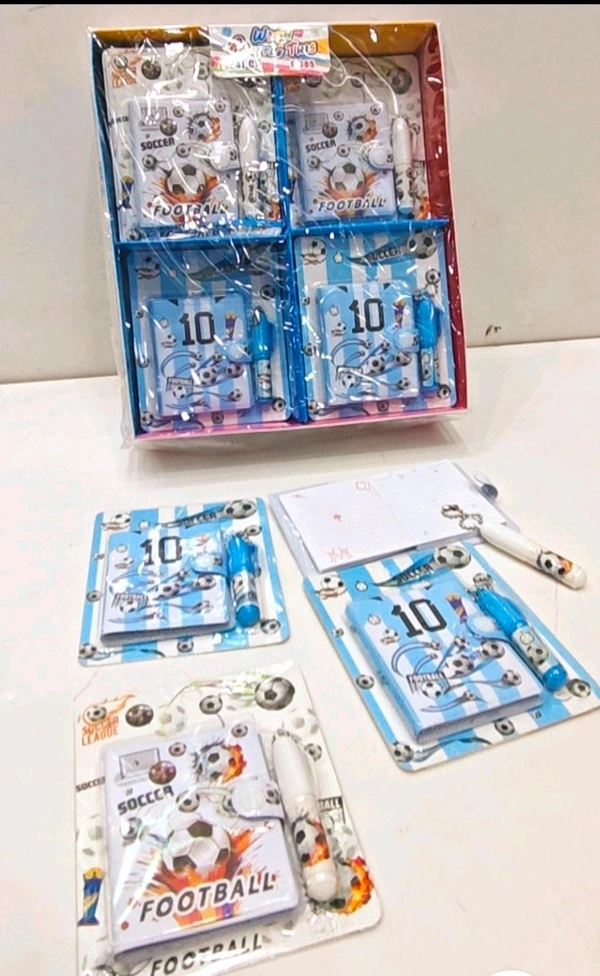 Mini diary with pen added in 3 new characters Football, kpop and stitch