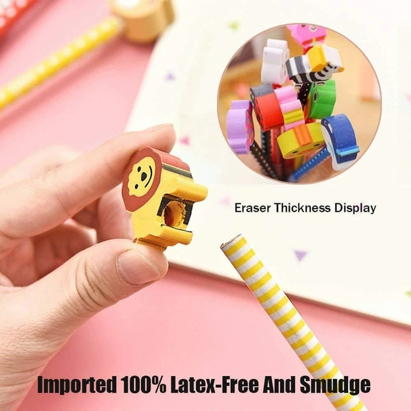 Homeoculture Cute pencils with erasers pack of 12