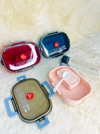 Plastic tiffin with bottle combo Color random only