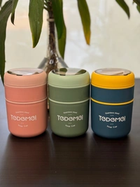 Tedemei Double Partition Leakproof Soup Bowl – 2-in-1 Hot Pot & Food Container for Office & Travel - Pink