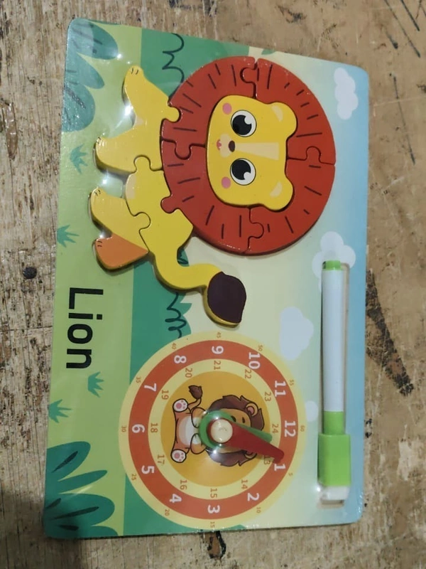 wooden board with puzzle n clock toy Whiteboard on the back