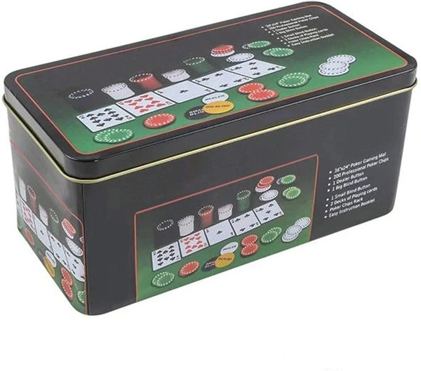 200 Chips Poker Set for Adults with Mat, 2 Decks Playing Cards, 1 Dealer Button, 1 Big Blind, 1 Small Blind Button (Texas Hold Em Poker for Adults) pls note shipping weight of this box is 2.5 kg