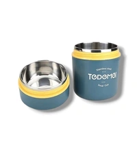 Tedemei Double Partition Leakproof Soup Bowl – 2-in-1 Hot Pot & Food Container for Office & Travel - Blue