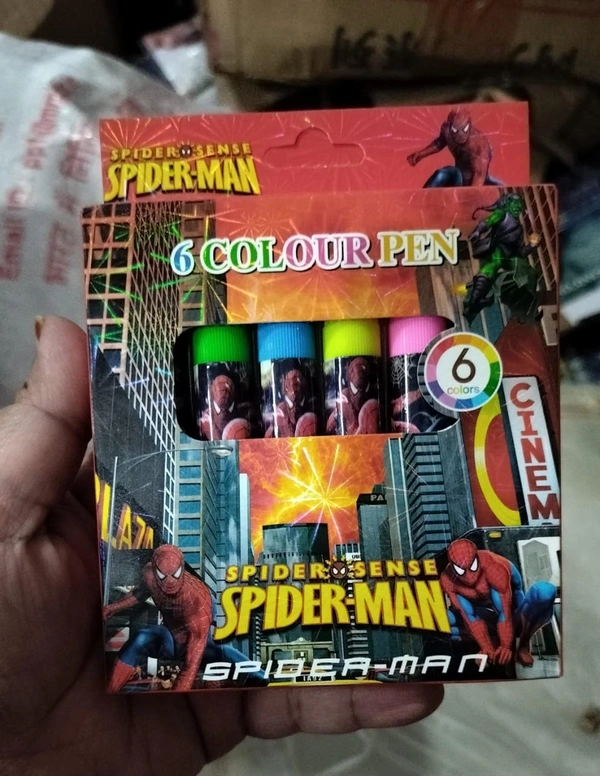 6 color sketchpens set Available in frozen n spiderman theme