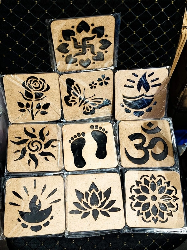 Mdf rangoli stencils set of 10 for