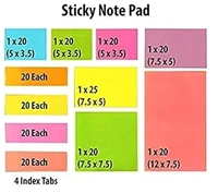 Sticky Notes and Page Markers Binder Pack (Assorted Size and Colour)