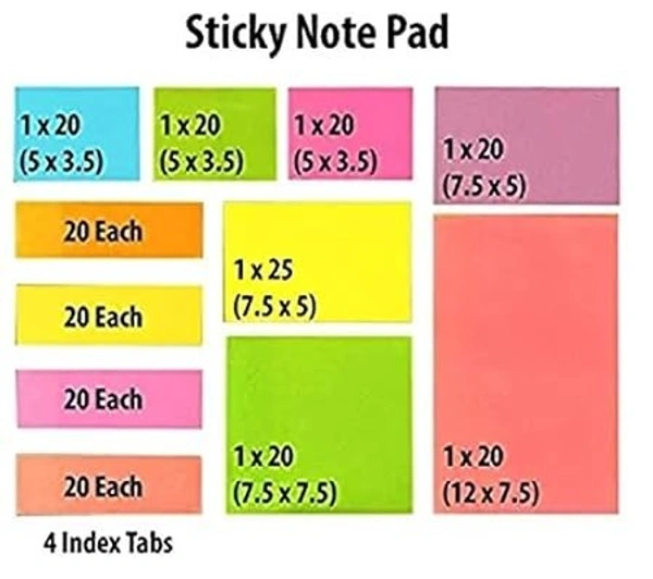 Sticky Notes and Page Markers Binder Pack (Assorted Size and Colour)