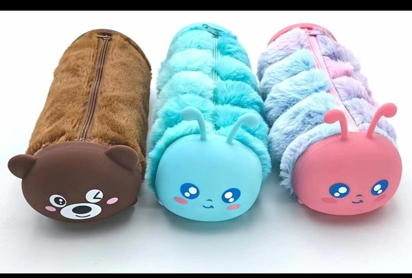 Expandable premium quality fur pencil pouch