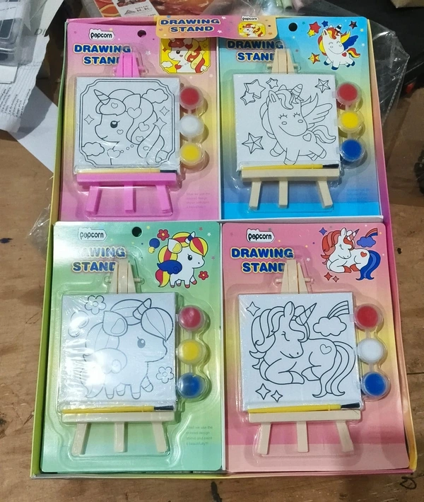 design available- unicorn, kuromi and cake theme canvas with easel n colors combo