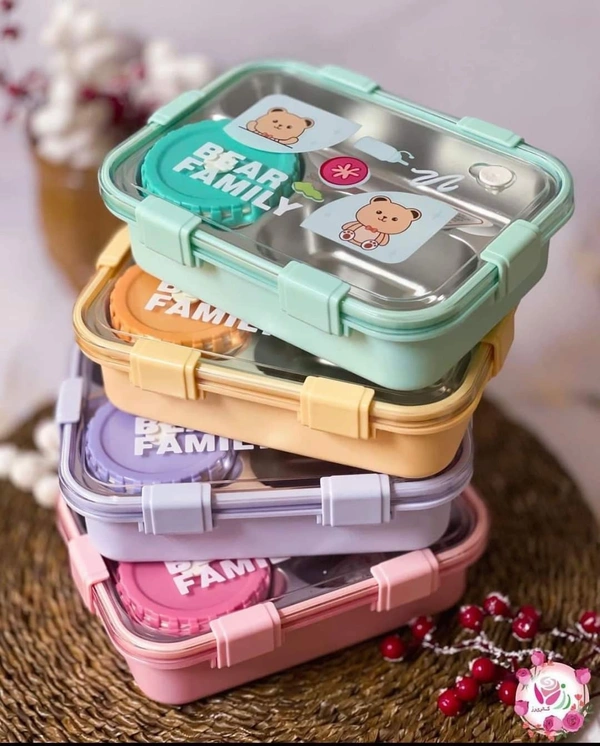 Bear 3 Grid Steel Lunch box