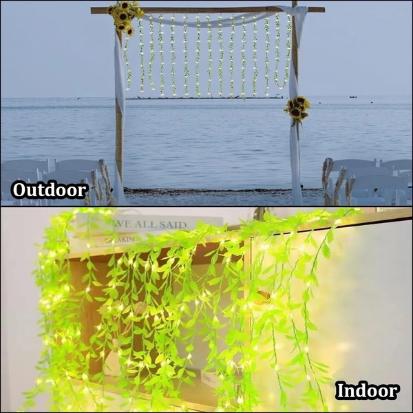  Artificial Leaf Curtain String Light with 180 LED Fairy Lights, Remote & 8 Modes | Decorative Curtain Lights