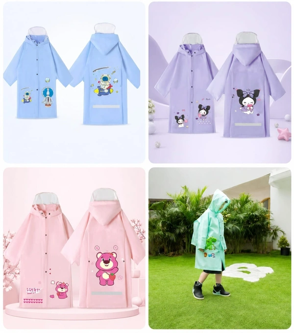 Homeoculture Kids Hooded Raincoat with Hood Visor & Storage Bag | Waterproof Printed Rain Jacket for Boys & Girls | Lightweight School Rainwear for Young Kids & Tweens - 2xl