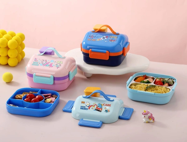 Premium quality 3 grid steel lunch box