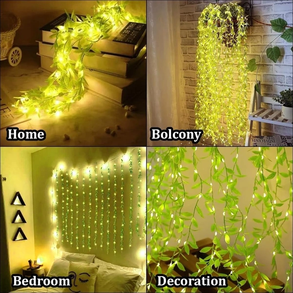  Artificial Leaf Curtain String Light with 180 LED Fairy Lights, Remote & 8 Modes | Decorative Curtain Lights