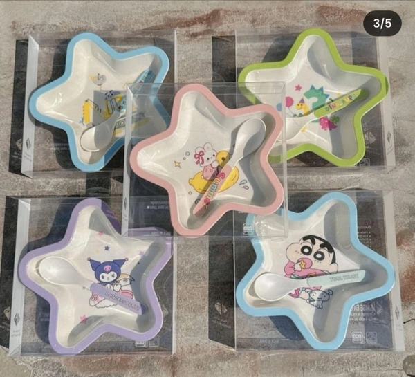 New design added in melamine plate set for kids Real pic shared